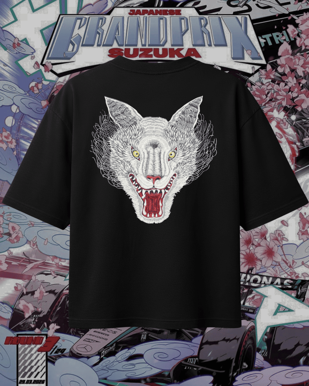 Camiseta Oversized Mercedes - Lobo Japonês