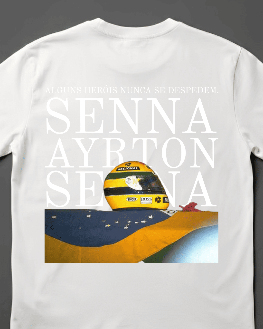 Camiseta Unissex Ayrton Senna - Heróis nunca se despedem