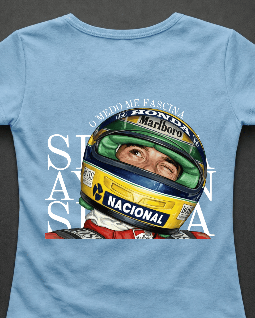 Blusa Baby Look Ayrton Senna - O medo me fascina