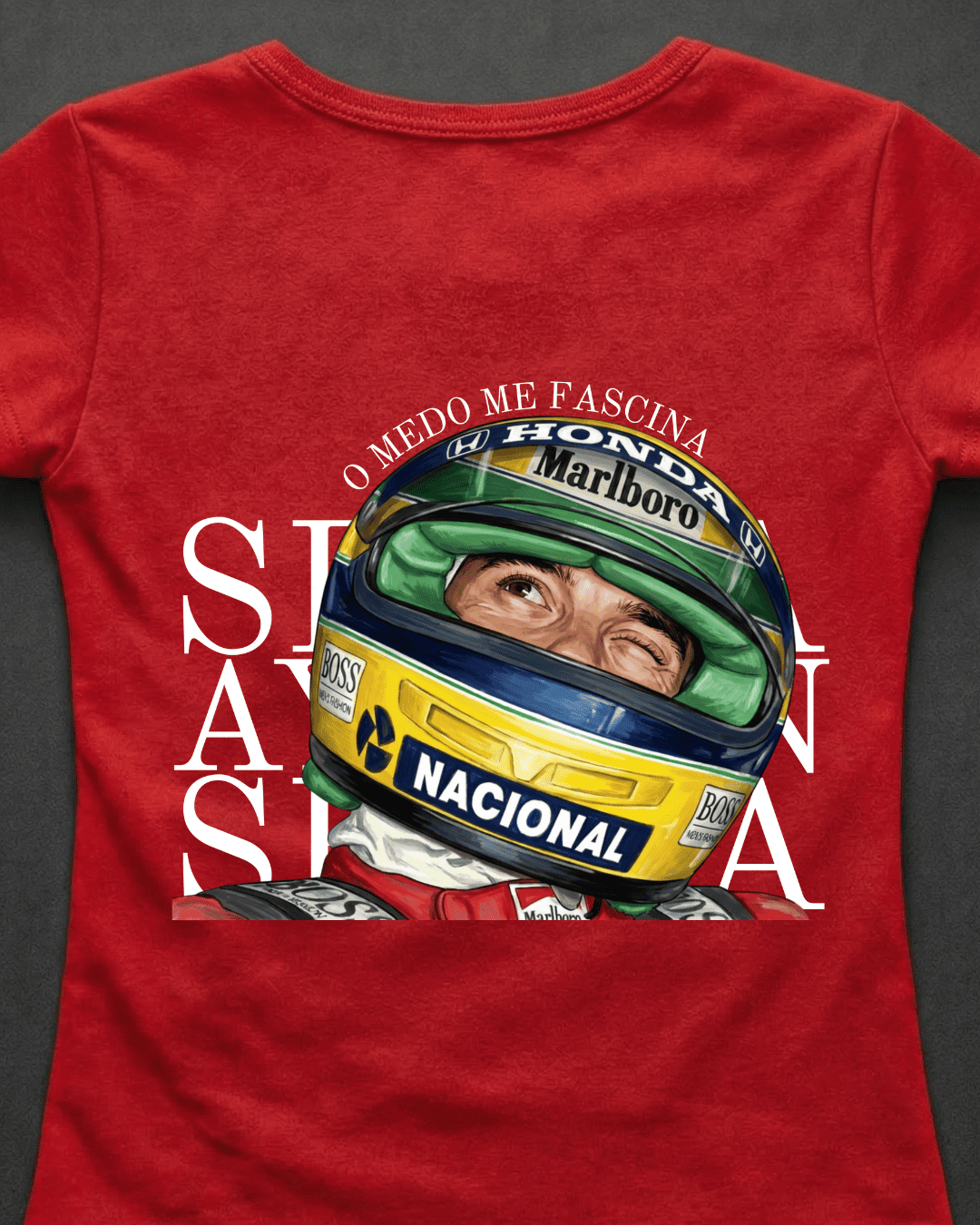Blusa Baby Look Ayrton Senna - O medo me fascina