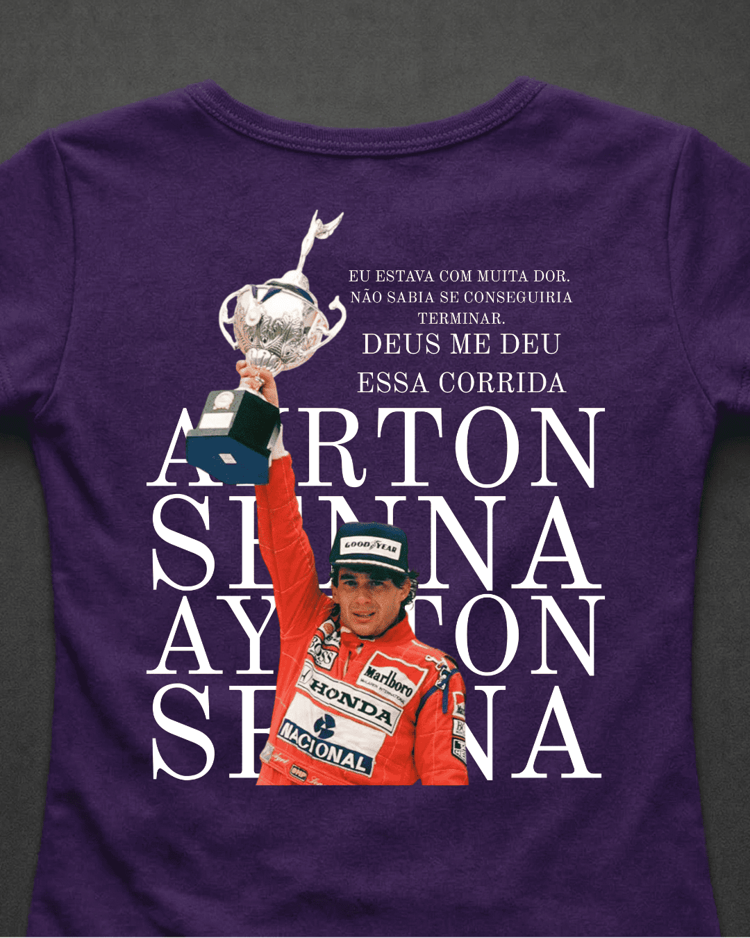 Blusa Baby Look Ayrton Senna - Deus me deu essa corrida