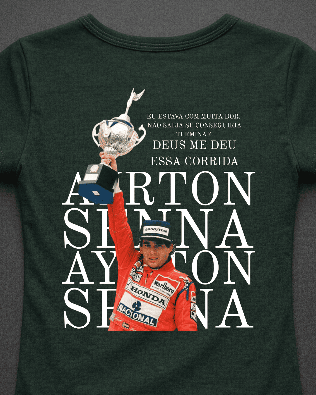 Blusa Baby Look Ayrton Senna - Deus me deu essa corrida