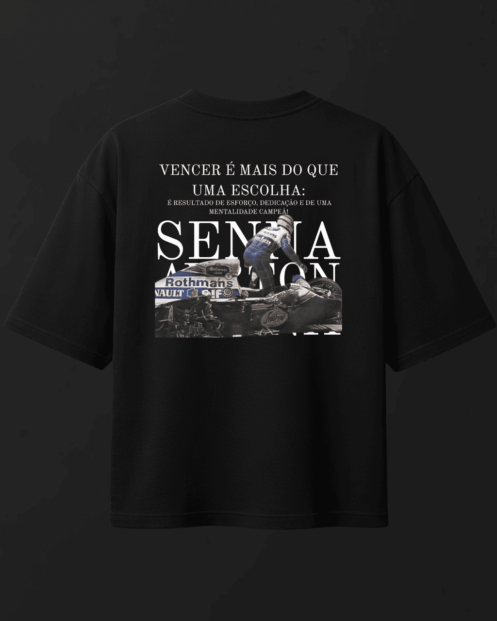 Camiseta Oversized Ayrton Senna - Vencer é mais que uma escolha