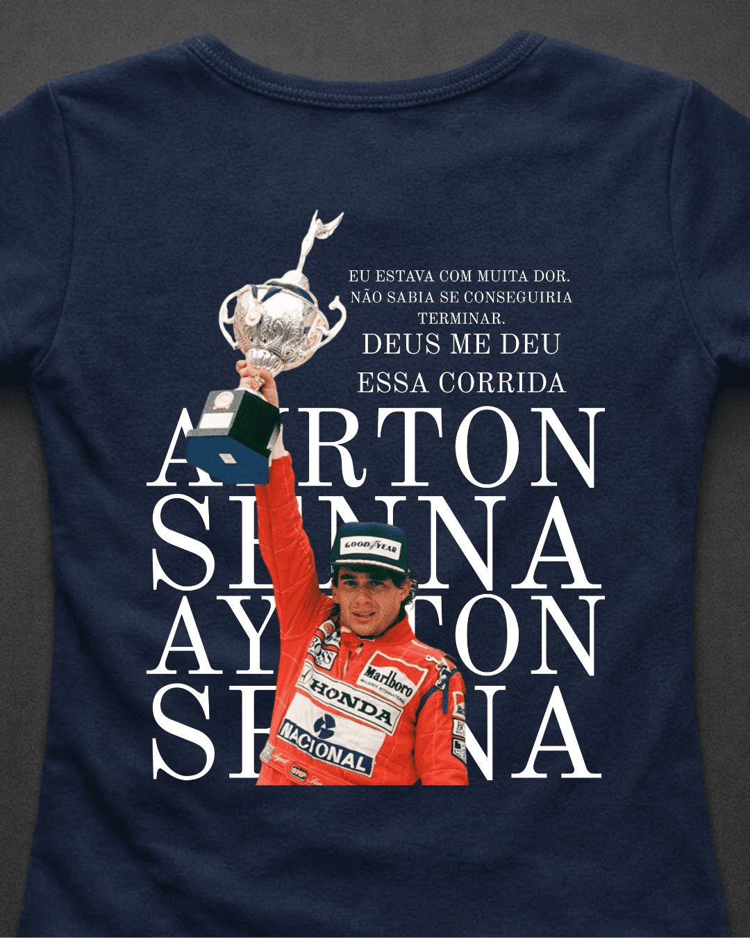 Blusa Baby Look Ayrton Senna - Deus me deu essa corrida