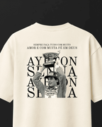 Camiseta Oversized Ayrton Senna - Muita amor e muita fé em Deus