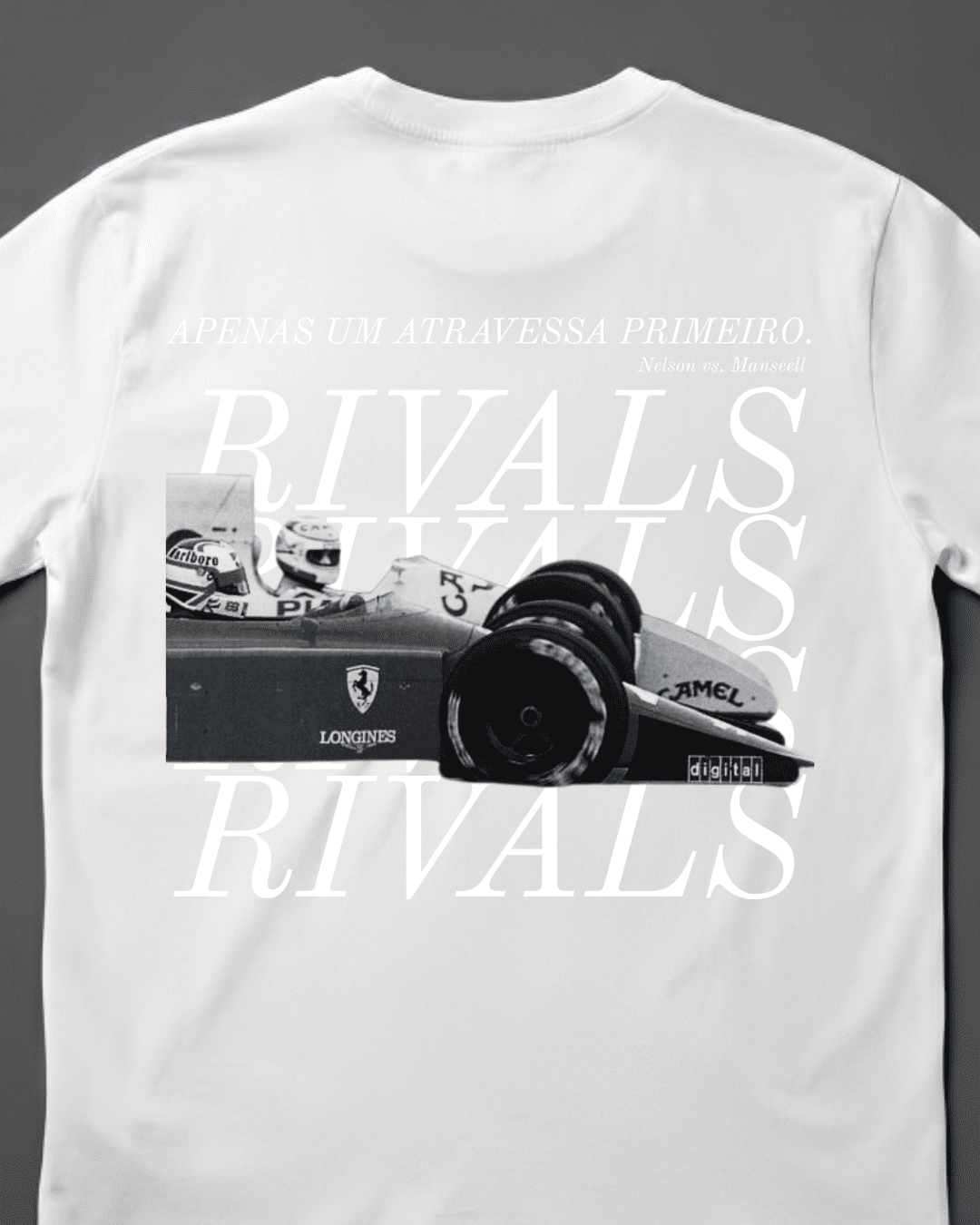 Camiseta Unissex Mansell vs Piquet - Apenas um atravessa primeiro EB