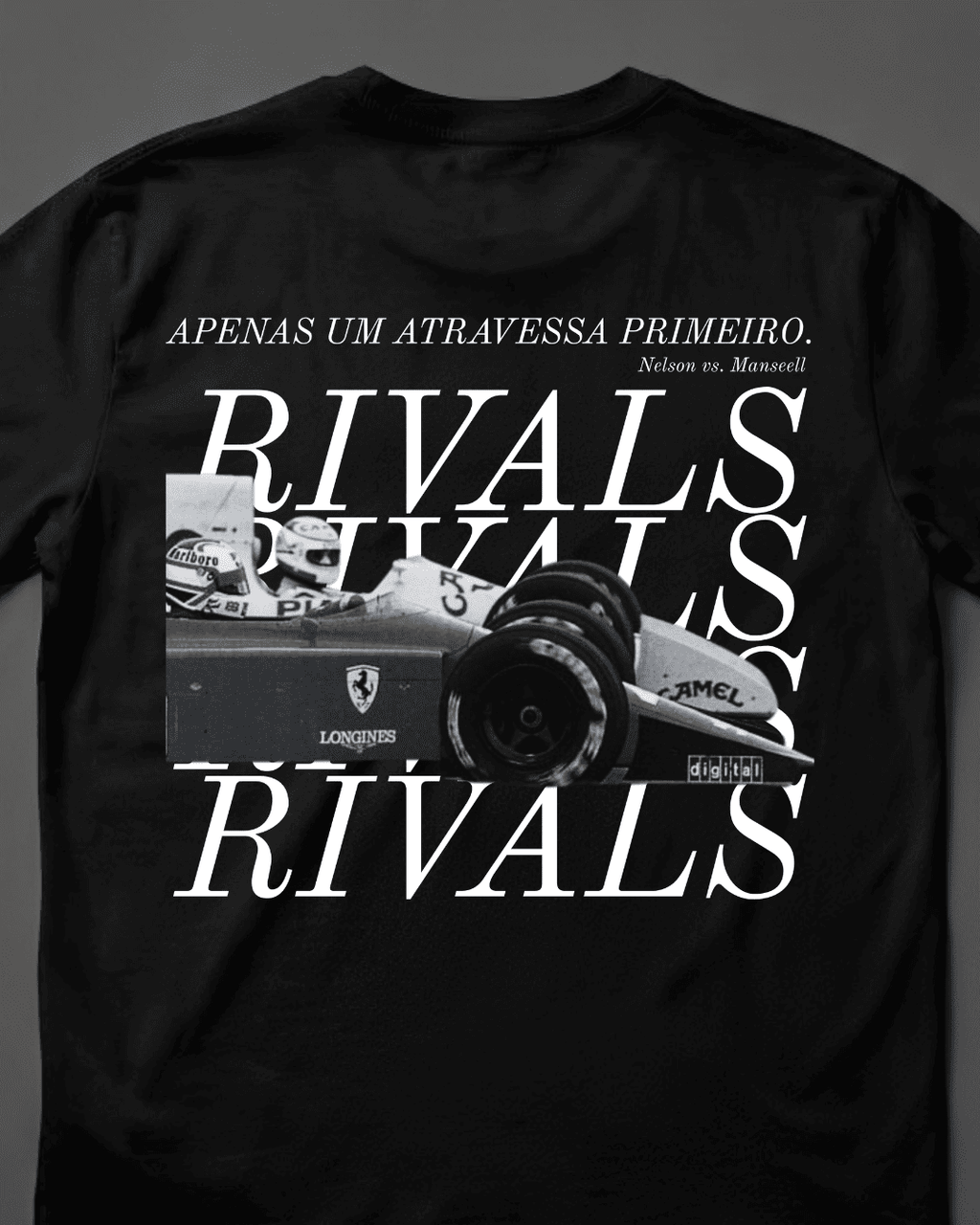 Camiseta Unissex Mansell vs Piquet - Apenas um atravessa primeiro EB