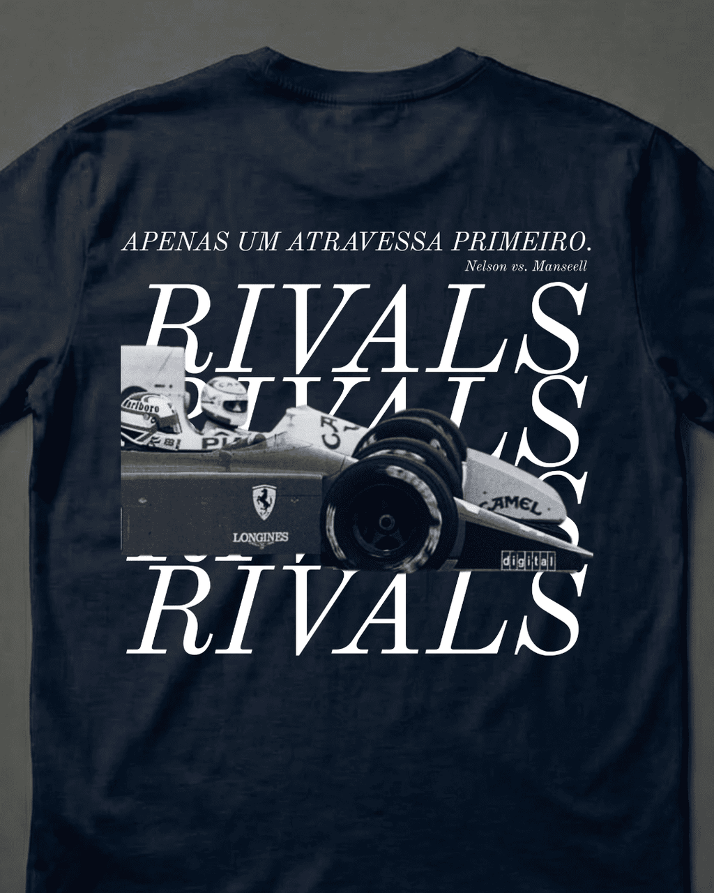 Camiseta Unissex Mansell vs Piquet - Apenas um atravessa primeiro EB