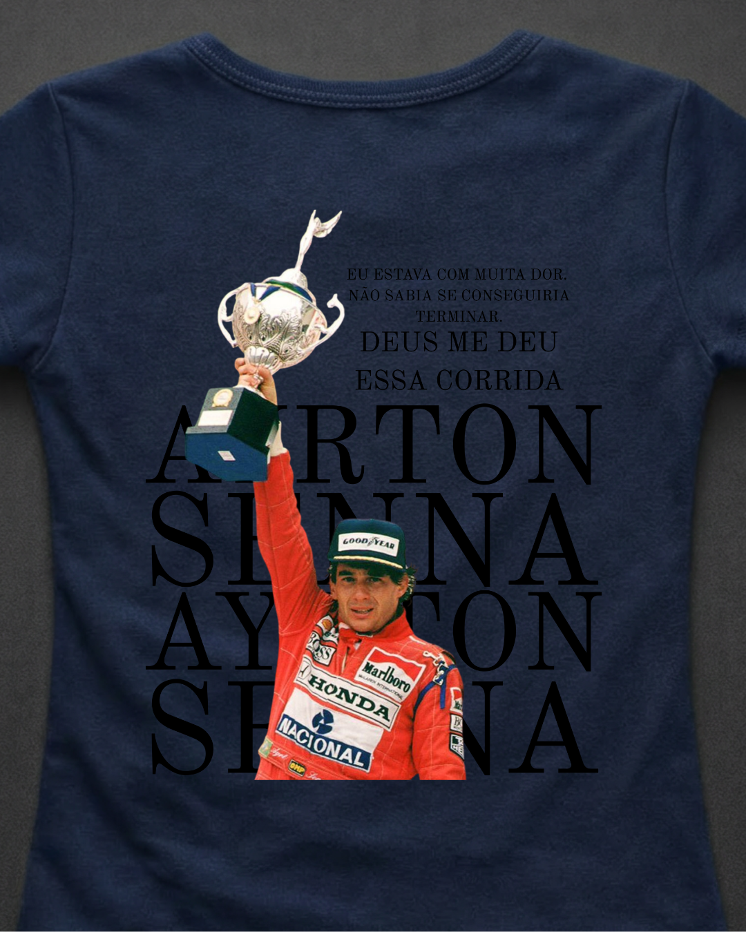 Blusa Baby Look Ayrton Senna -  Deus me deu essa corrida