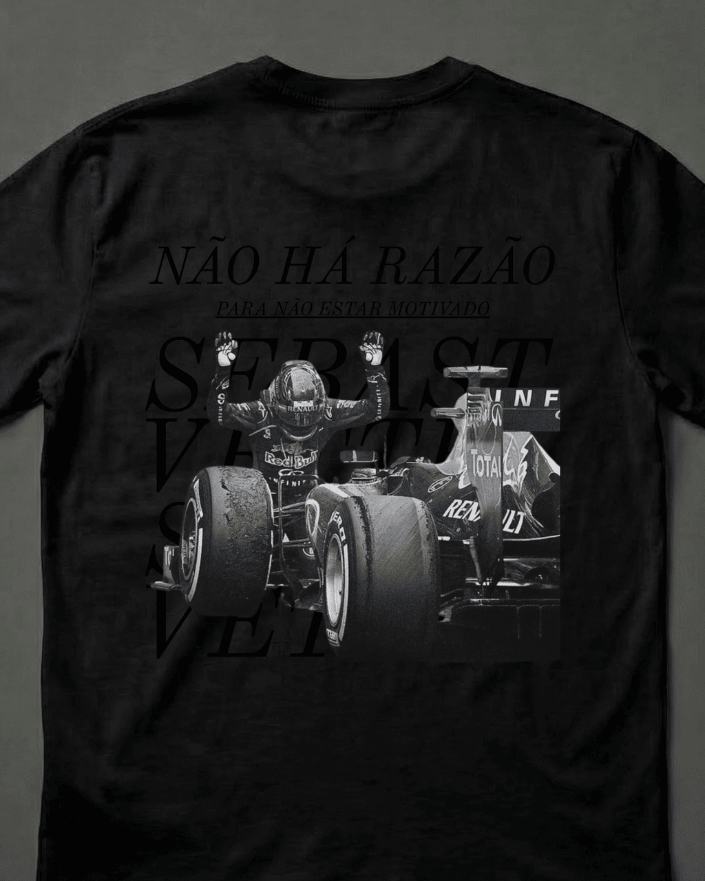 Camiseta Unissex Vettel - Não há razão para não estar motivado