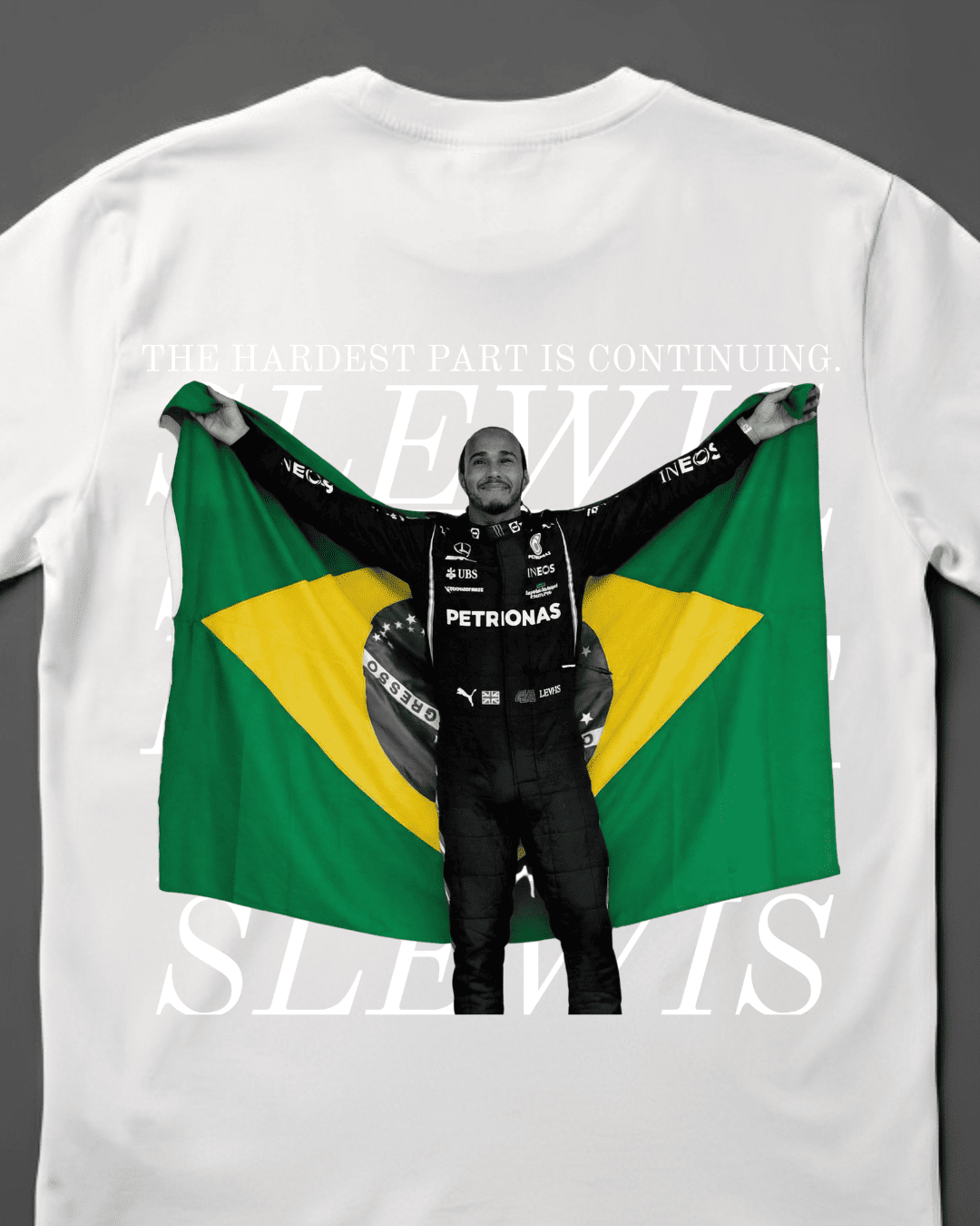Camiseta Unissex Lewis Hamilton - The hardest part is continuing