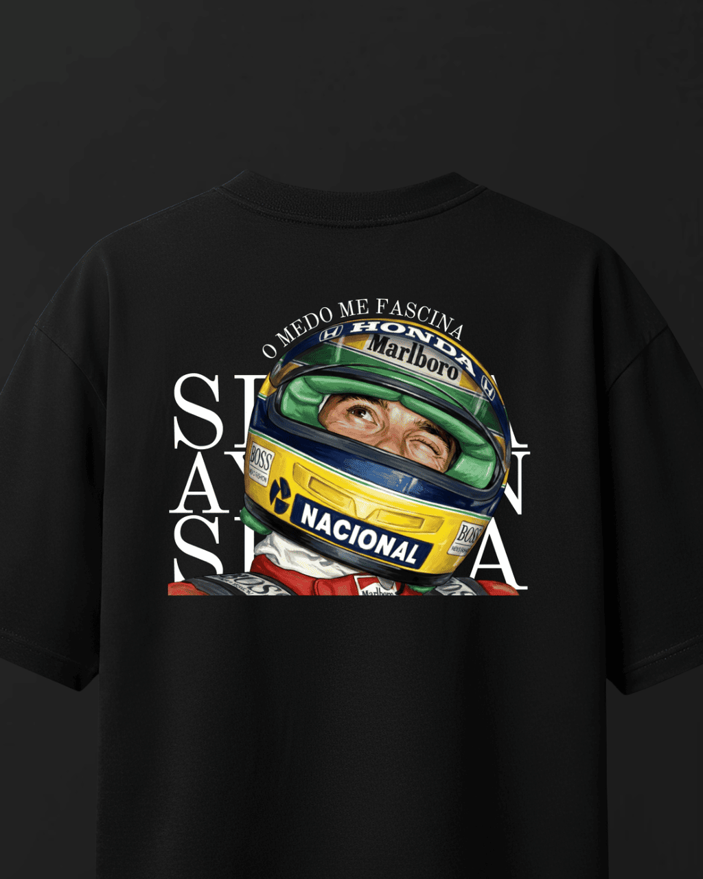 Camiseta Oversized Ayrton Senna - O medo me fascina