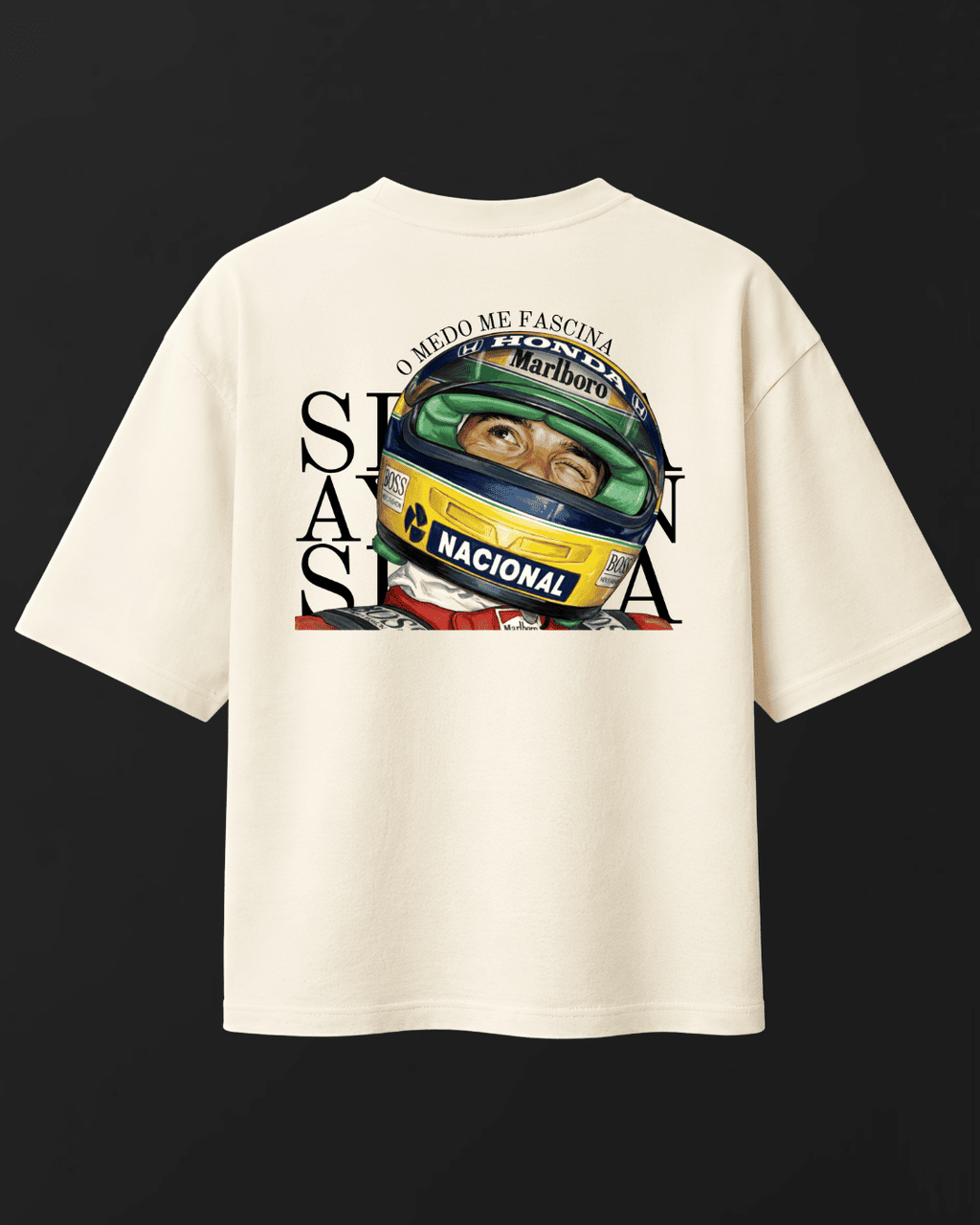 Camiseta Oversized Ayrton Senna - O medo me fascina