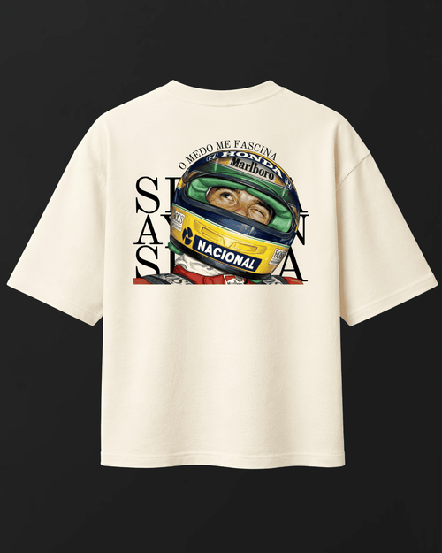 Camiseta Oversized Ayrton Senna - O medo me fascina