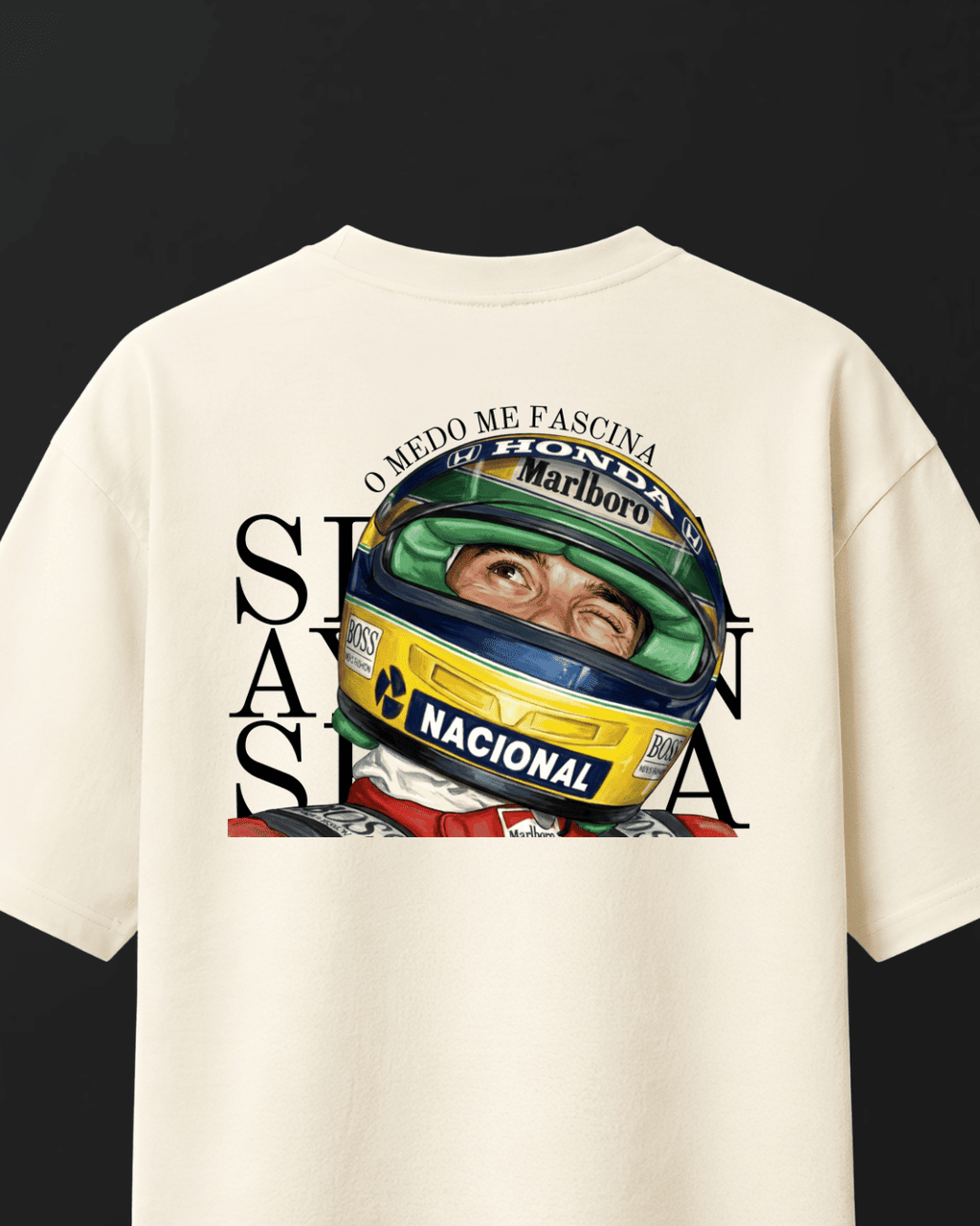 Camiseta Oversized Ayrton Senna - O medo me fascina