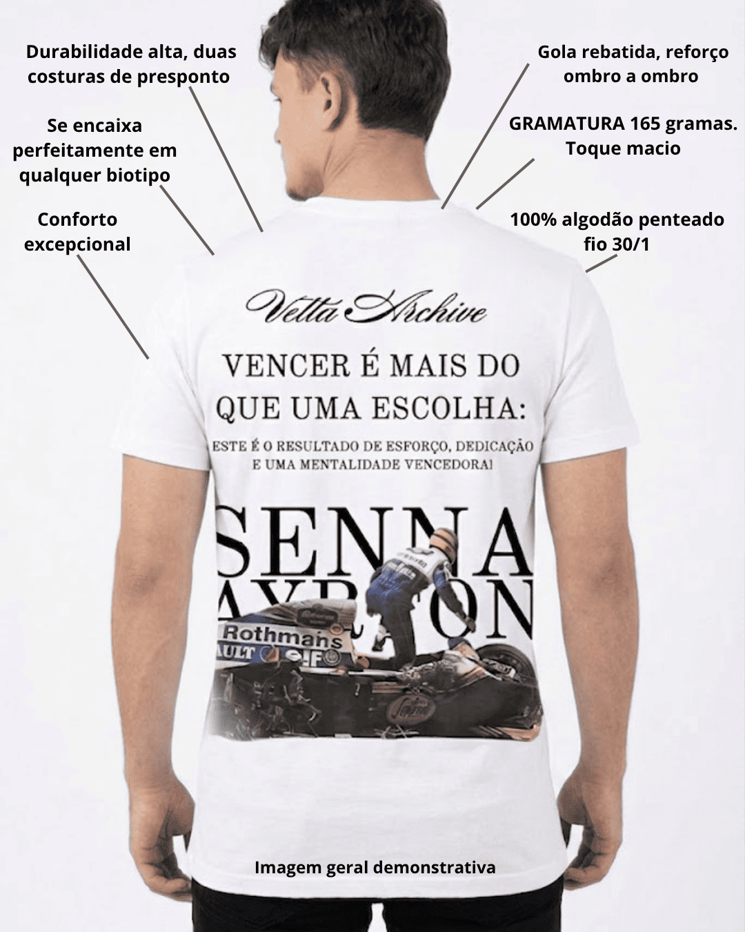 Camiseta Unissex Ayrton Senna -  Muita fé em Deus