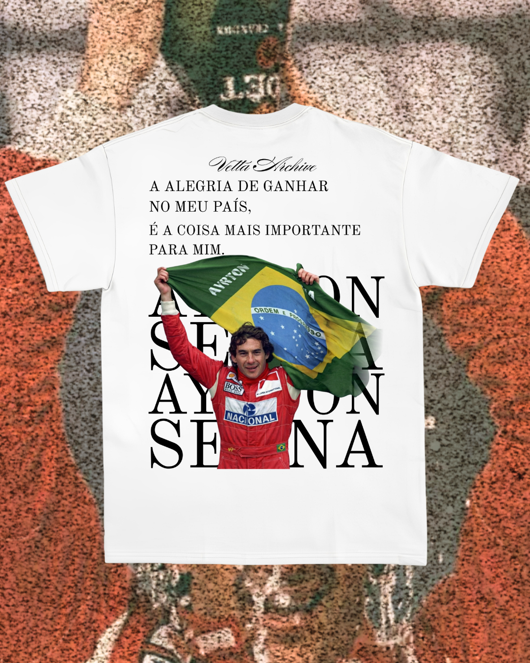 Camiseta Tradicional Ayrton Senna - Alegria de ganhar pelo meu País