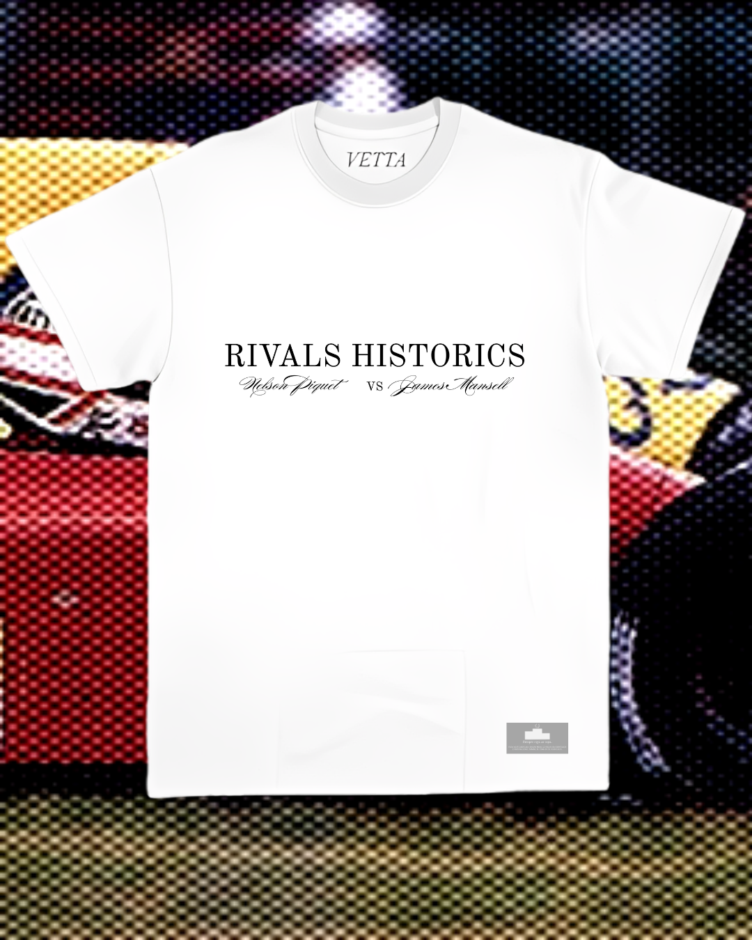 Camiseta Tradicional Mansell vs Piquet - Apenas um atravessa primeiro