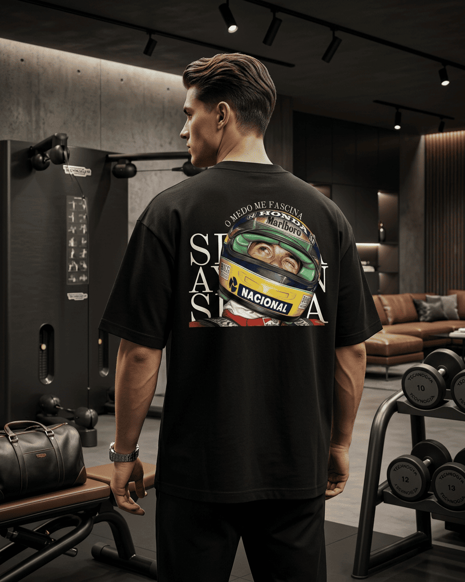 Camiseta Oversized Ayrton Senna - O medo me fascina
