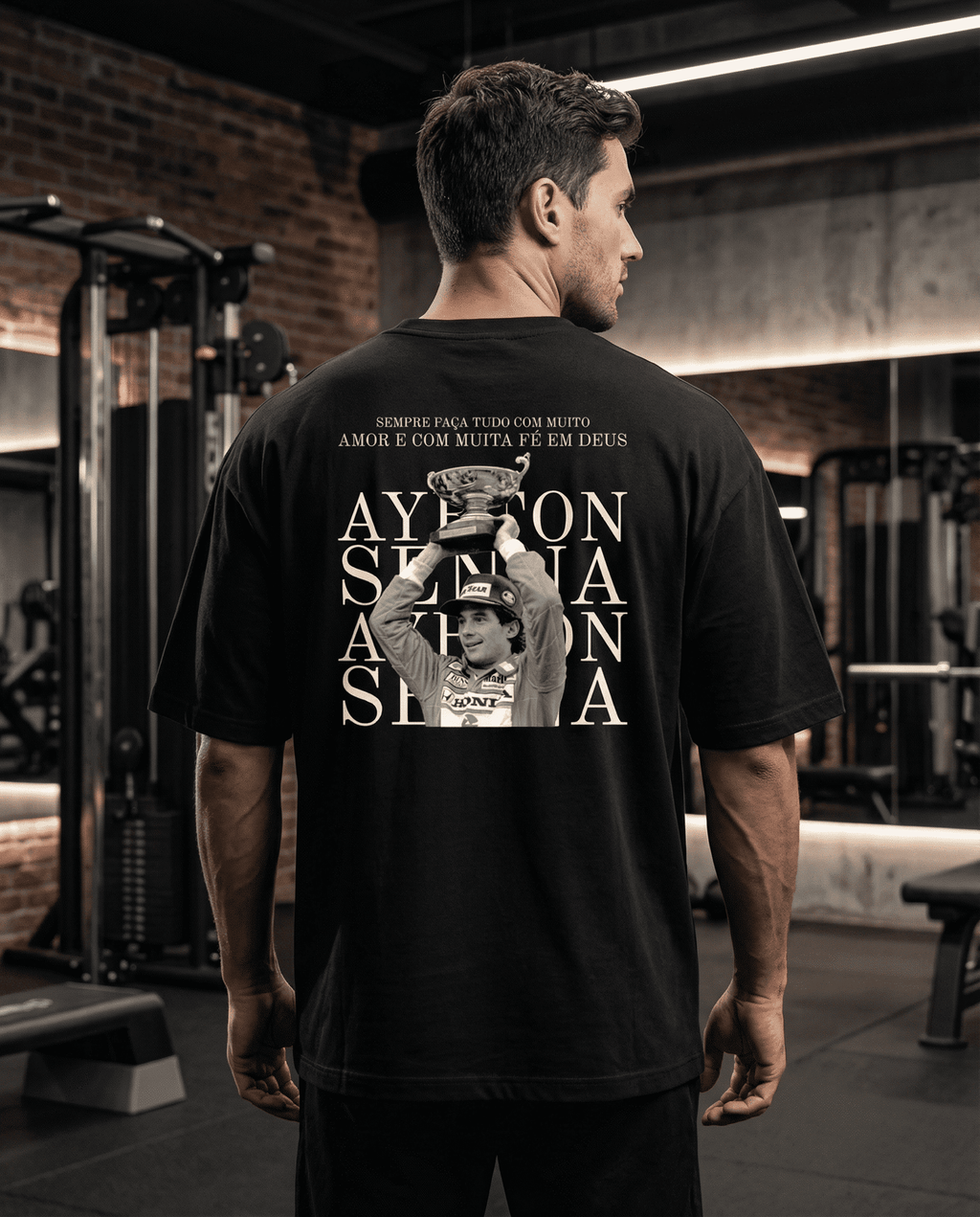 Camiseta Oversized Ayrton Senna - Muita amor e muita fé em Deus